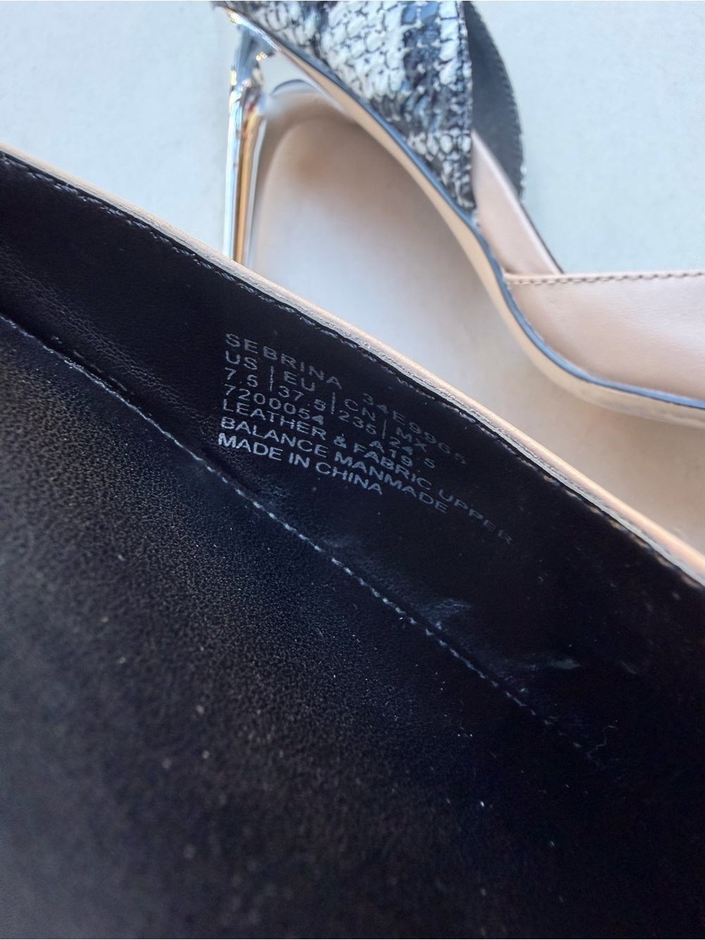 Chrome Heels Calvin Klein Sebrina Pumps Nude Leather Snake Print Stilettos - Picture 8 of 10